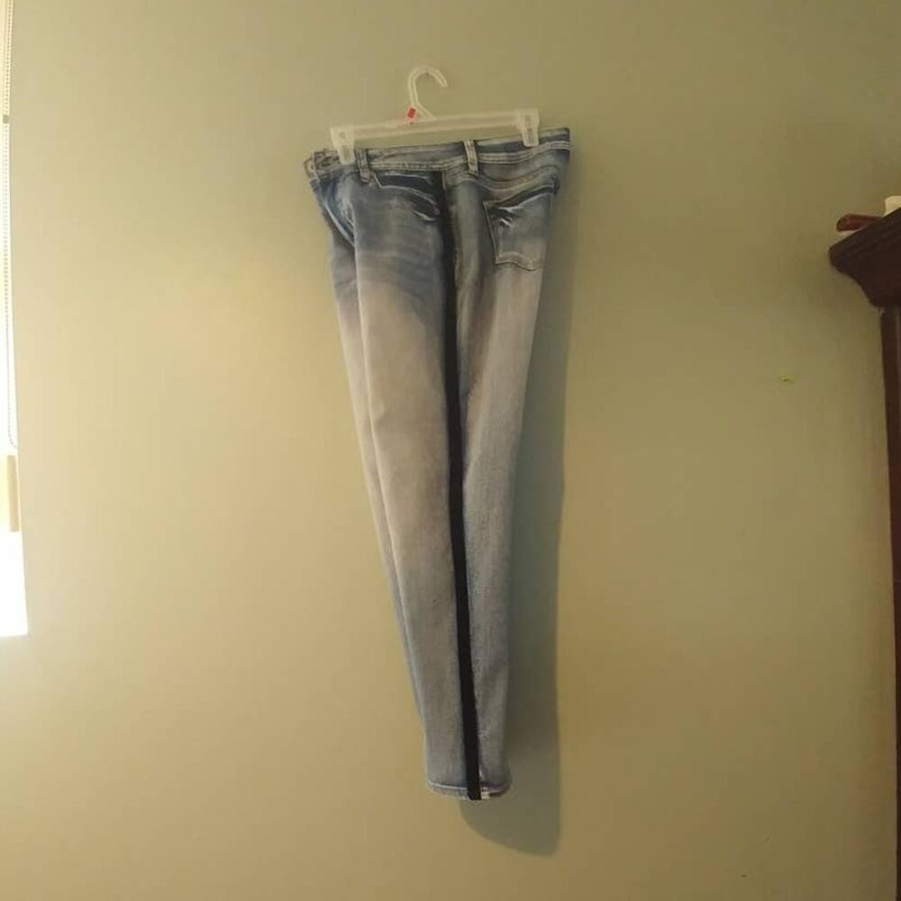 Hydraulic Skinny Jeans Light Wash Black Felt Side Strip Size 6 Y2K Tuxedo Stripe - Picture 7 of 7